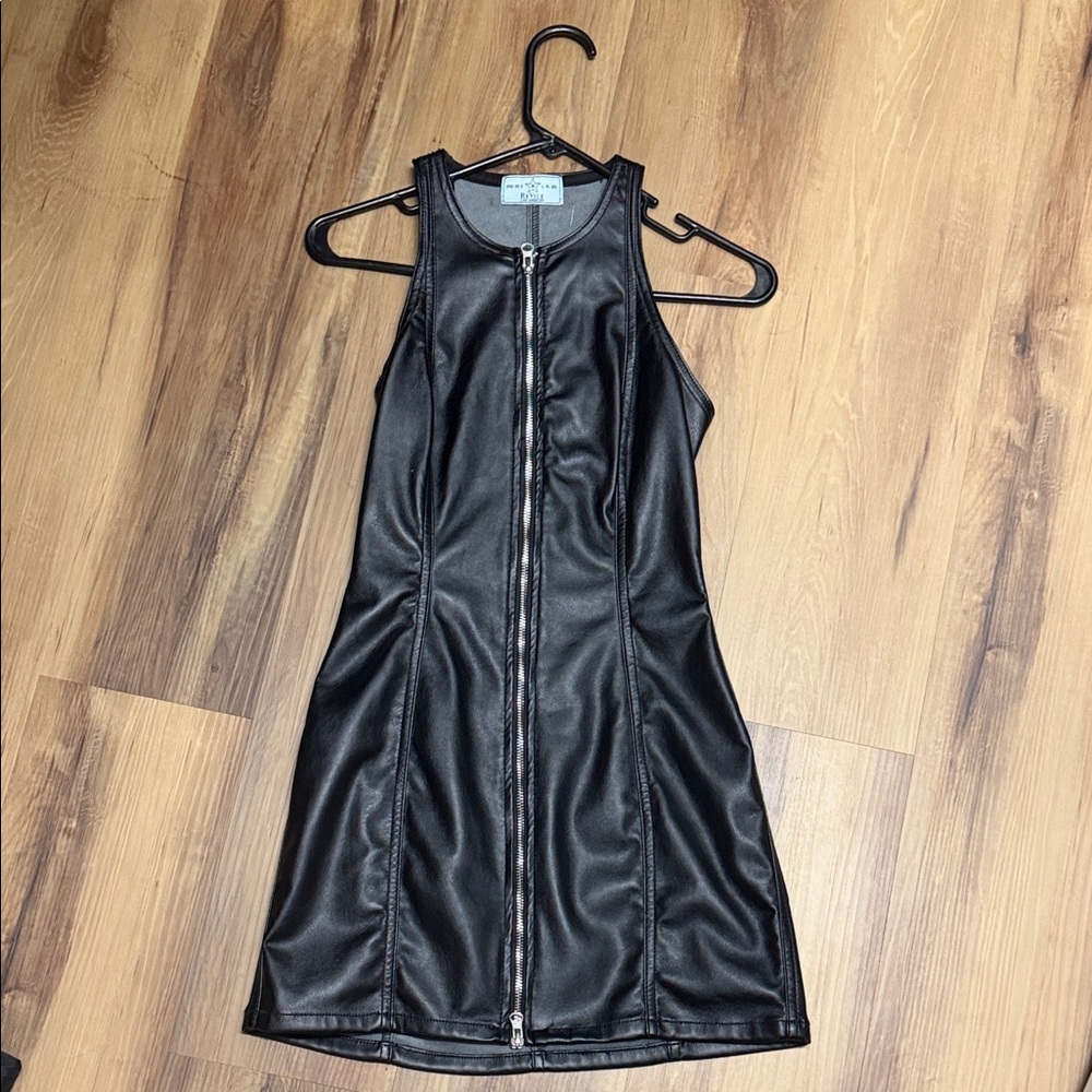 REVICE Black Zip-Up Mini Dress